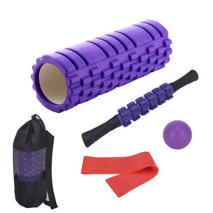 33cm 5pcs/set EVA Hollow Foam Roller Muscle Relaxation Roller Yoga Column Set Fitness Equipment(Purple)-garmade.com