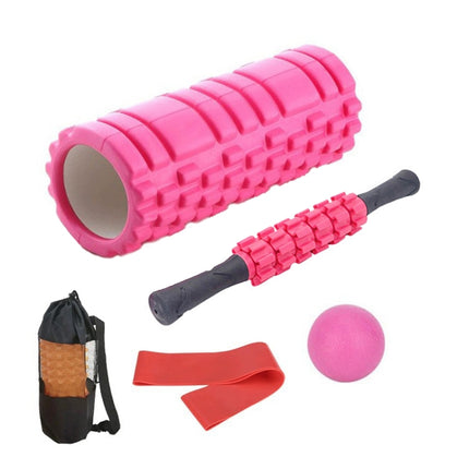 33cm 5pcs/set EVA Hollow Foam Roller Muscle Relaxation Roller Yoga Column Set Fitness Equipment(Pink)-garmade.com