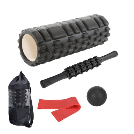 33cm 5pcs/set EVA Hollow Foam Roller Muscle Relaxation Roller Yoga Column Set Fitness Equipment(Black)-garmade.com