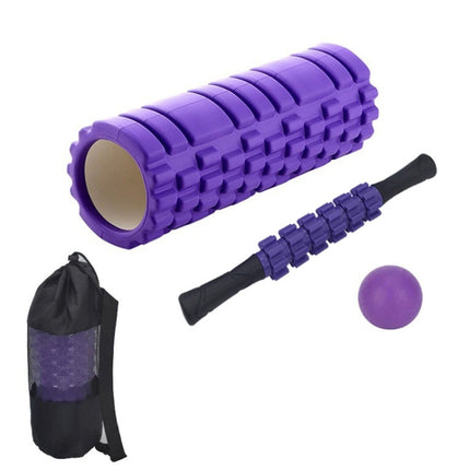 33cm 4pcs/set EVA Hollow Foam Roller Muscle Relaxation Roller Yoga Column Set Fitness Equipment(Purple)-garmade.com