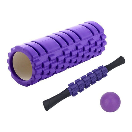 33cm 3pcs/set EVA Hollow Foam Roller Muscle Relaxation Roller Yoga Column Set Fitness Equipment(Purple)-garmade.com