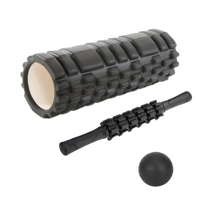 33cm 3pcs/set EVA Hollow Foam Roller Muscle Relaxation Roller Yoga Column Set Fitness Equipment(Black)-garmade.com