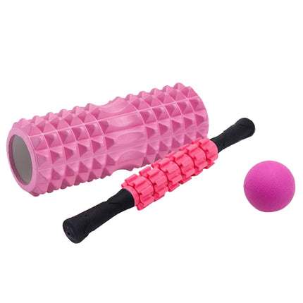 3pcs/set Crescent Hollow Foam Roller Yoga Column Set Fitness Muscle Relaxation Massager Set(33cm Pink)-garmade.com