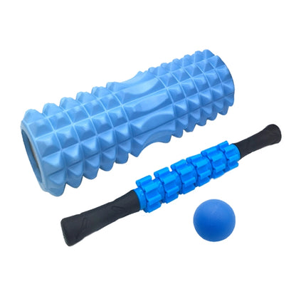 3pcs/set Crescent Hollow Foam Roller Yoga Column Set Fitness Muscle Relaxation Massager Set(33cm Blue)-garmade.com