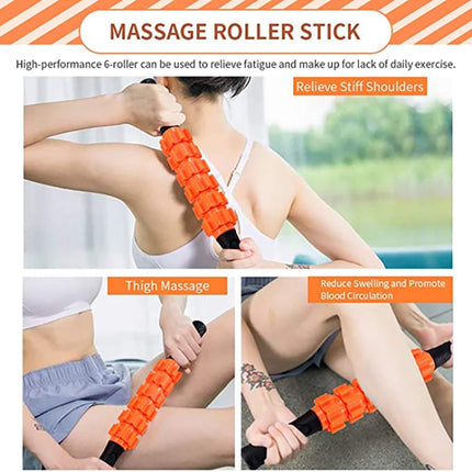 3pcs/set Crescent Hollow Foam Roller Yoga Column Set Fitness Muscle Relaxation Massager Set(33cm Orange)-garmade.com