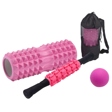4pcs/set Crescent Hollow Foam Roller Yoga Column Set Fitness Muscle Relaxation Massager Set(33cm Pink)-garmade.com