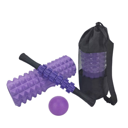 4pcs/set Crescent Hollow Foam Roller Yoga Column Set Fitness Muscle Relaxation Massager Set(45cm Purple)-garmade.com