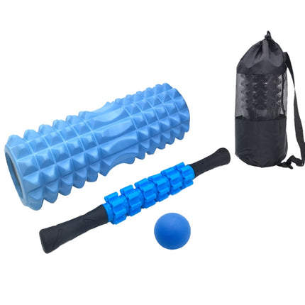 4pcs/set Crescent Hollow Foam Roller Yoga Column Set Fitness Muscle Relaxation Massager Set(45cm Blue)-garmade.com