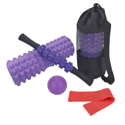 5pcs/set Crescent Hollow Foam Roller Yoga Column Set Fitness Muscle Relaxation Massager Set(45cm Purple)-garmade.com