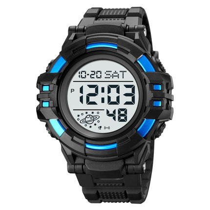 SKMEI 2003 Multifunctional Back Light Sports Watch Mens Countdown Date Alarm Clock Watch(Blue White Machine)-garmade.com