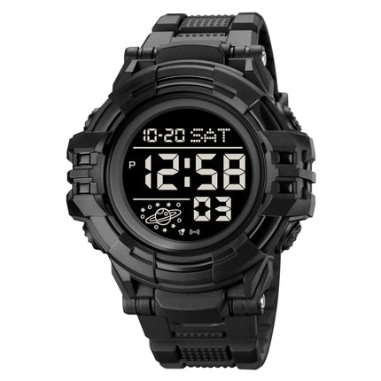 SKMEI 2003 Multifunctional Back Light Sports Watch Mens Countdown Date Alarm Clock Watch(Black Black Machine)-garmade.com