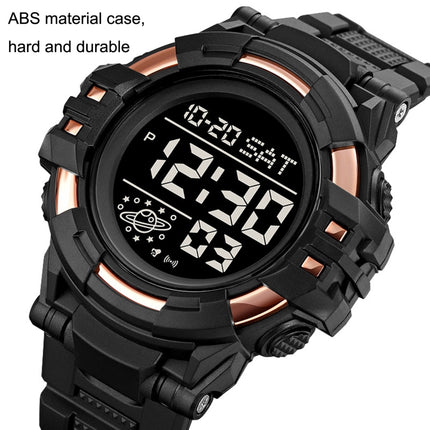 SKMEI 2003 Multifunctional Back Light Sports Watch Mens Countdown Date Alarm Clock Watch(Rose Gold Black Machine)-garmade.com