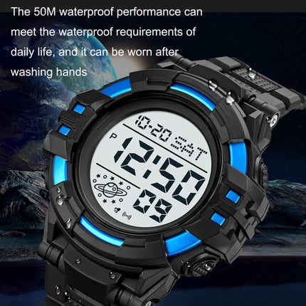 SKMEI 2003 Multifunctional Back Light Sports Watch Mens Countdown Date Alarm Clock Watch(Silver White Machine)-garmade.com
