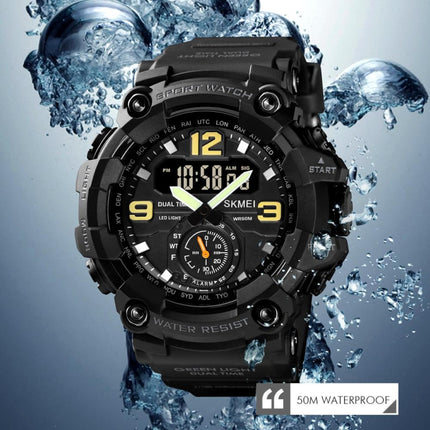 SKMEI 1637 Sports Digital Display Outdoor Shockproof Plastic Large Dial Men Watch, Color: Army Green-garmade.com