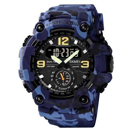 SKMEI 1637 Sports Digital Display Outdoor Shockproof Plastic Large Dial Men Watch, Color: Blue Camouflage-garmade.com