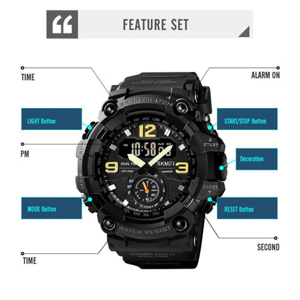 SKMEI 1637 Sports Digital Display Outdoor Shockproof Plastic Large Dial Men Watch, Color: Blue Camouflage-garmade.com