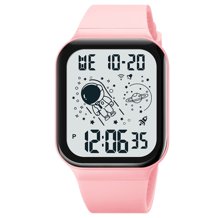SKMEI 1863 Multifunctional Astronaut Student Digital Sports Square Watch(Pink White Machine)-garmade.com