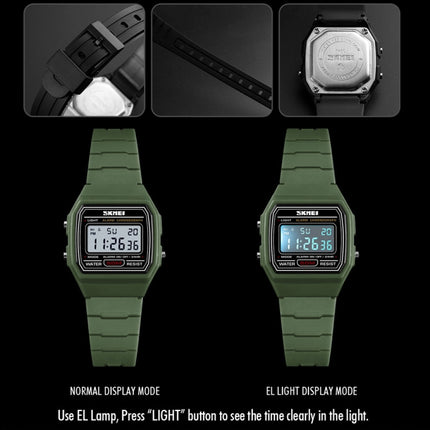 SKMEI 1460 Children Luminous Multifunctional Waterproof Thin Sports Watch(Army Green)-garmade.com