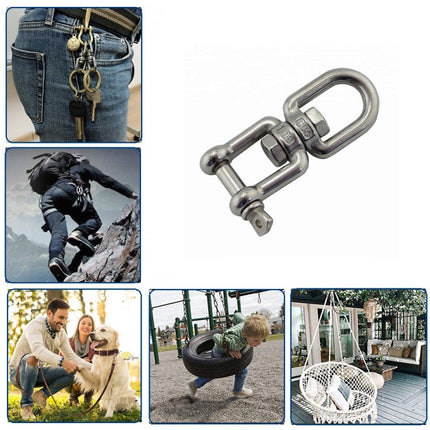 M8 OX Type 304 Stainless Steel 360 Degree Rotating 8-Shaped Chain Snap Ring Connecting Hook Swivel-garmade.com