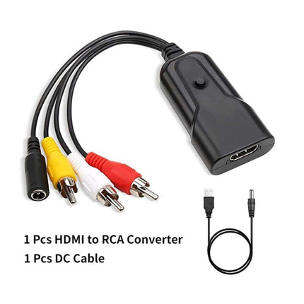 K13W HDMI To AV 1080P HD Converter, Cable Length: 0.5m(Black)-garmade.com
