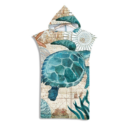 Adult Hooded Bath Towel Fine Fiber Beach Quick Dry Bathrobe, Size: 110x75cm(Turtle)-garmade.com