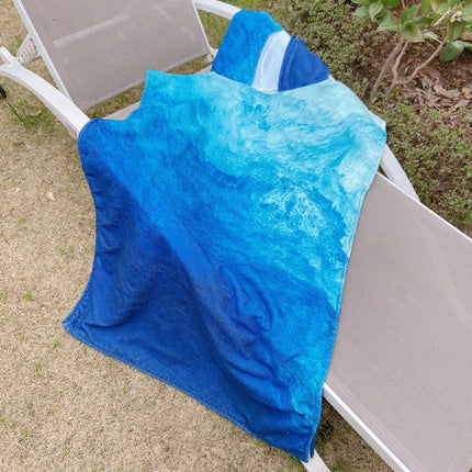 Adult Hooded Bath Towel Fine Fiber Beach Quick Dry Bathrobe, Size: 110x75cm(Light Color Waves)-garmade.com