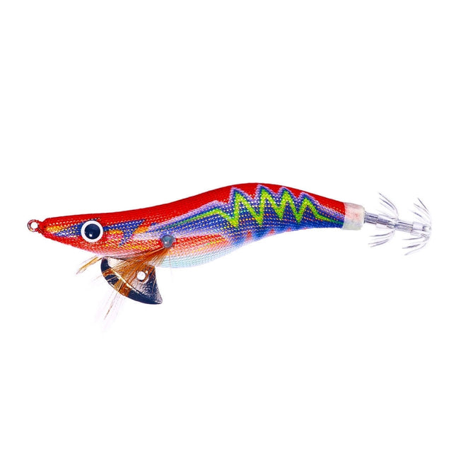 HENGJIA SJ037 Luminous Electroplated Flash Wooden Shrimp Squid Lures(Red)-garmade.com