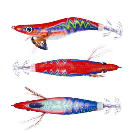 HENGJIA SJ037 Luminous Electroplated Flash Wooden Shrimp Squid Lures(Red)-garmade.com