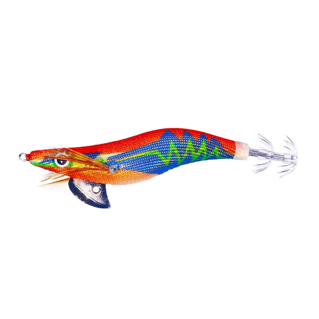 HENGJIA SJ037 Luminous Electroplated Flash Wooden Shrimp Squid Lures(Orange)-garmade.com