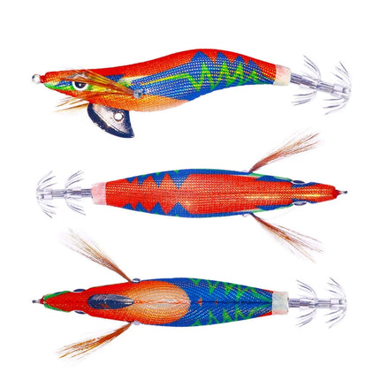 HENGJIA SJ037 Luminous Electroplated Flash Wooden Shrimp Squid Lures(Orange)-garmade.com