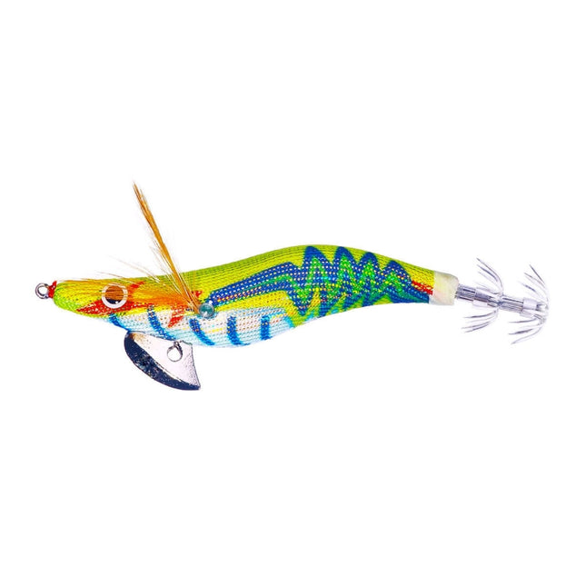 HENGJIA SJ037 Luminous Electroplated Flash Wooden Shrimp Squid Lures(Yellow)-garmade.com