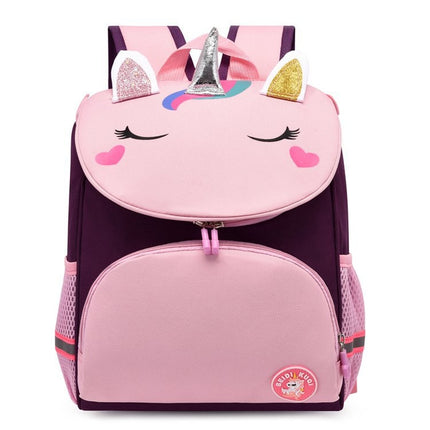 Kindergarten Children Cute Cartoon Backpack School Bag(Purple Red Unicorn)-garmade.com