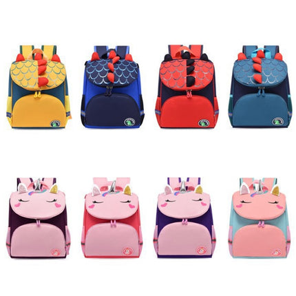 Kindergarten Children Cute Cartoon Backpack School Bag(Blue Dinosaur)-garmade.com