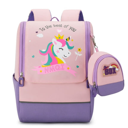 Elementary School Students Cartoon Anime Backpack Children Schoolbag(Purple)-garmade.com