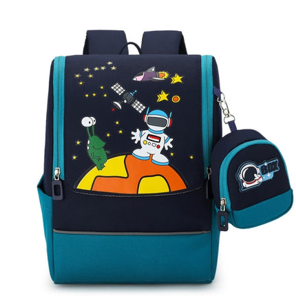 Elementary School Students Cartoon Anime Backpack Children Schoolbag(Navy Blue)-garmade.com