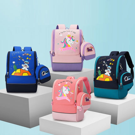 Elementary School Students Cartoon Anime Backpack Children Schoolbag(Pink)-garmade.com