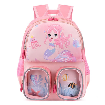 Kindergarten Children Cute Cartoon Backpack School Bag(Mermaid Pink)-garmade.com
