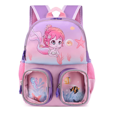 Kindergarten Children Cute Cartoon Backpack School Bag(Mermaid Dark Purple)-garmade.com