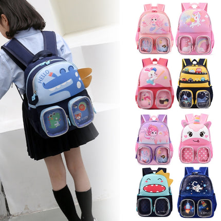 Kindergarten Children Cute Cartoon Backpack School Bag(Dinosaurs Blue)-garmade.com