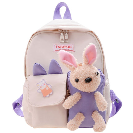 Cartoon Rabbit Early Education Children School Bag Casual Backpack(White)-garmade.com