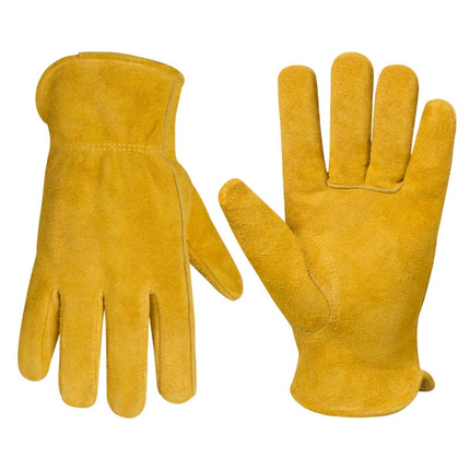 A2421 Cowhide High Temperature Welding Gloves Insulated Aluminum Foil Anti-Heat Gloves(XL Yellow)-garmade.com