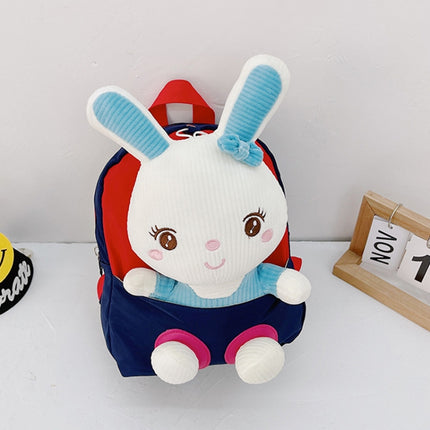 Kindergarten School Bag Plush Toy Children Cute Cartoon Backpack(Bunny Dark Blue)-garmade.com