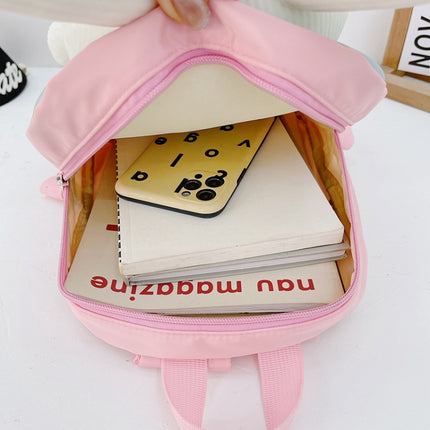 Kindergarten School Bag Plush Toy Children Cute Cartoon Backpack(Bunny Dark Pink)-garmade.com
