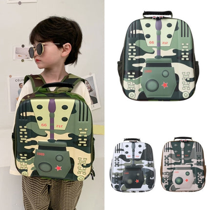 Kindergarten School Bag Children Cartoon Tank Backpack(Khaki)-garmade.com