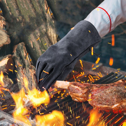 Outdoor Camp BBQ Gloves High Temperature Resistant Insulation Gloves(Gray)-garmade.com