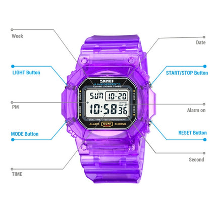 SKMEI 1999 Outdoor Sports Simple Transparent Shell Waterproof Alarm Clock Watch(White)-garmade.com