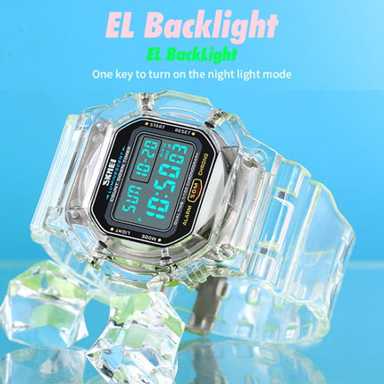 SKMEI 1999 Outdoor Sports Simple Transparent Shell Waterproof Alarm Clock Watch(Blue)-garmade.com