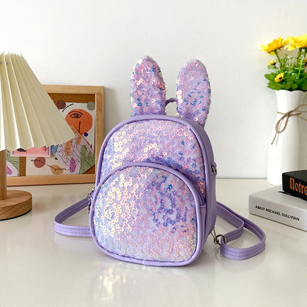 PU Children Sequin Backpack Girls Single-Shoulder Bag(Purple)-garmade.com