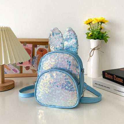 PU Children Sequin Backpack Girls Single-Shoulder Bag(Blue)-garmade.com