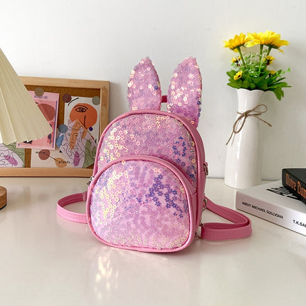 PU Children Sequin Backpack Girls Single-Shoulder Bag(Pink)-garmade.com